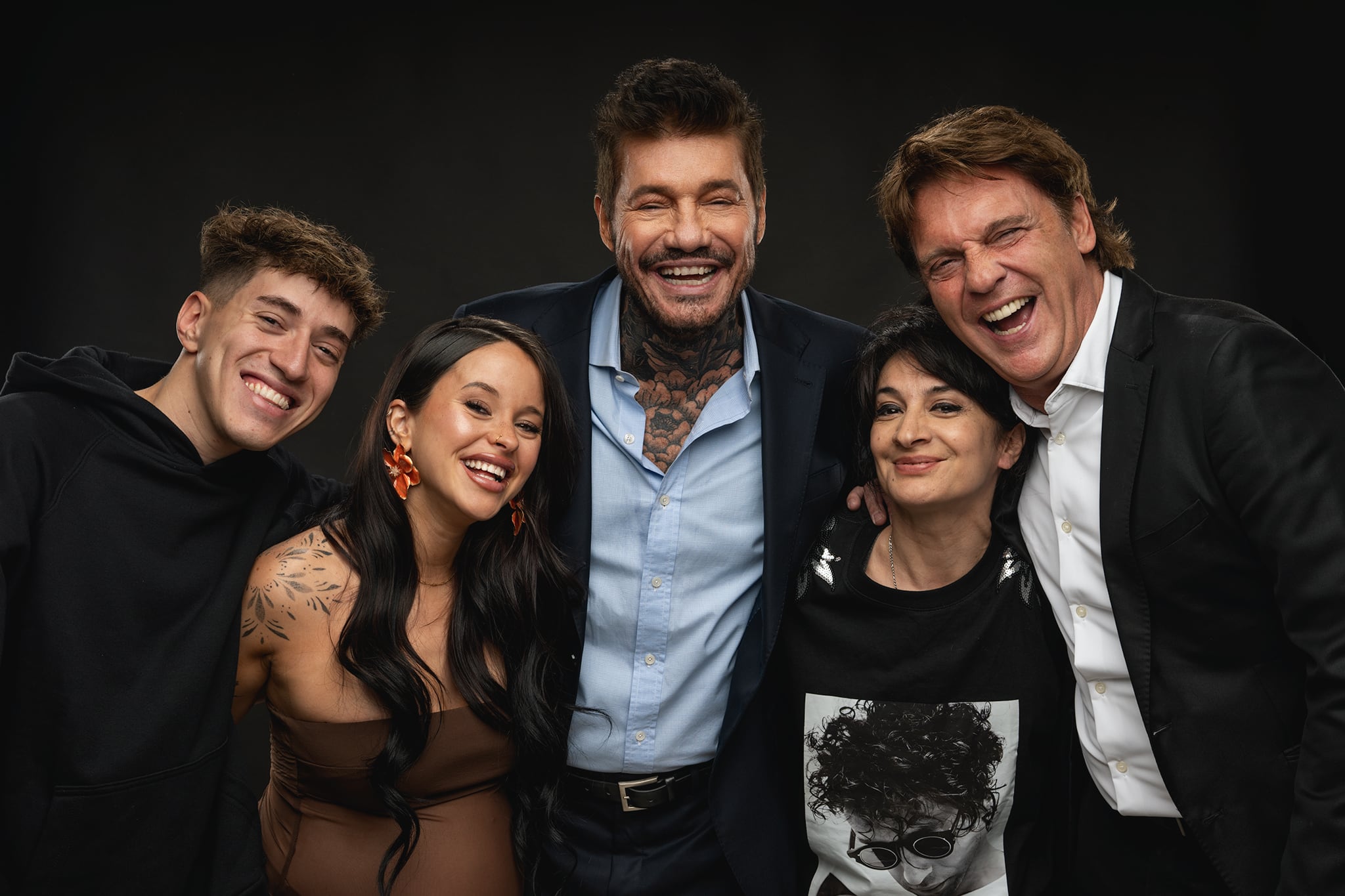 El equipo titular de Dale Match: Baulo, Carito Muller, Marcelo Tinelli, Anita Martínez y Diego Castro