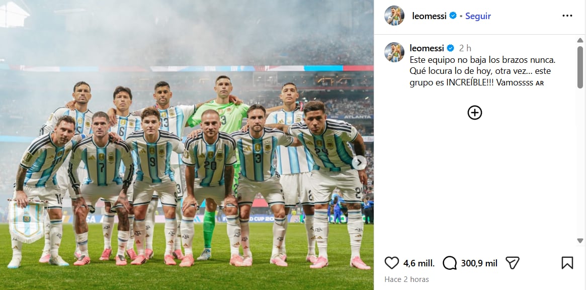 La publicación de Lionel Messi que motivó múltiples comentarios de personas reconocidas del deporte y la música