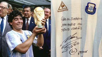 Estuvo guardada en una caja fuerte y fue tasada en USD 750.000: la icónica camiseta de Maradona que será subastada