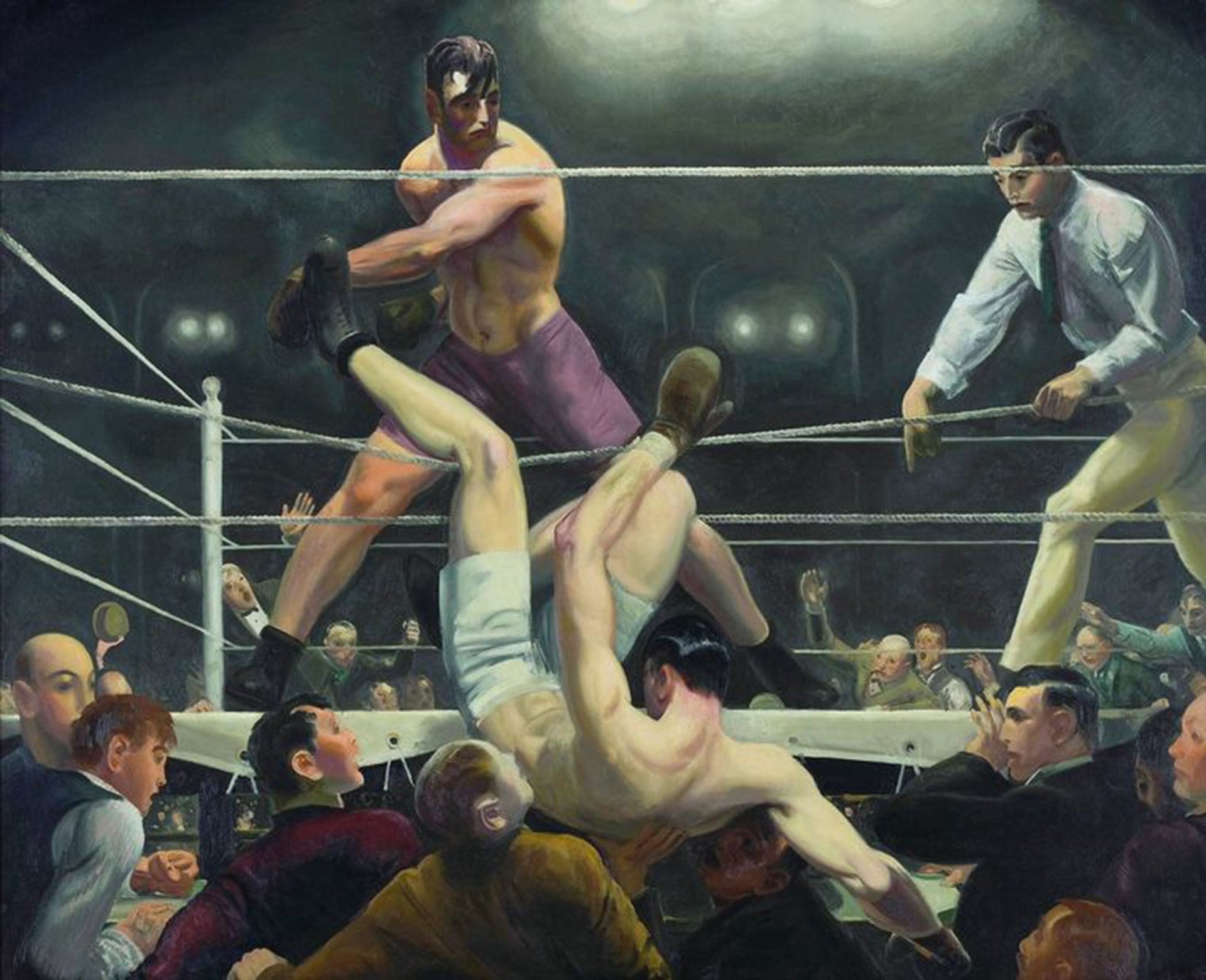 El 14 de septiembre de 1923, el Polo Grounds de Nueva York fue el escenario de una de las peleas más cortas, violentas e irregulares de la historia del boxeo mundial (George Wesley Bellows)