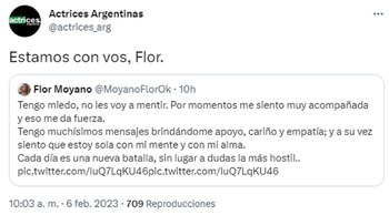 El mensaje de apoyo de