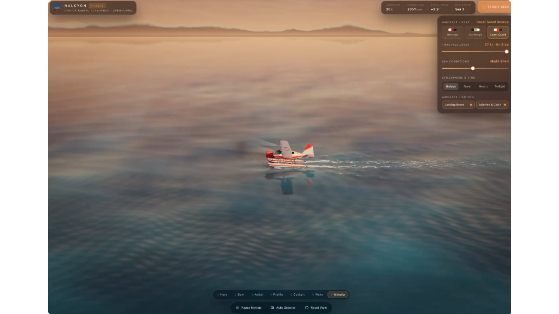 Un desarrollador utilizó Argon para recrear un hidroavión en 3D con reflejos y movimiento de agua realistas. (@LuminaBench/X)