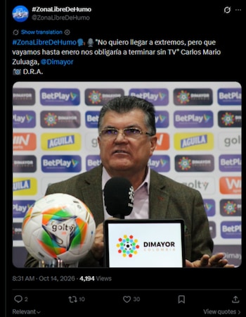 El presidente de la Dimayor informó sobre la posibilidad de que la Liga BetPlay termine en 2027-crédito @ZonaLibreDeHumo/X