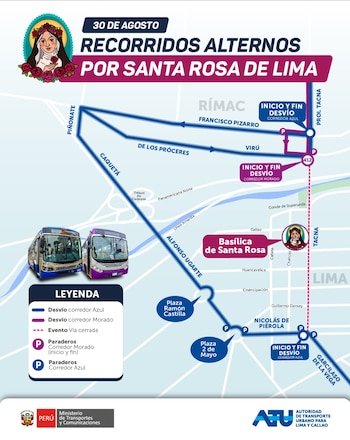Rutas alternas por Santa Rosa de Lima. (ATU)