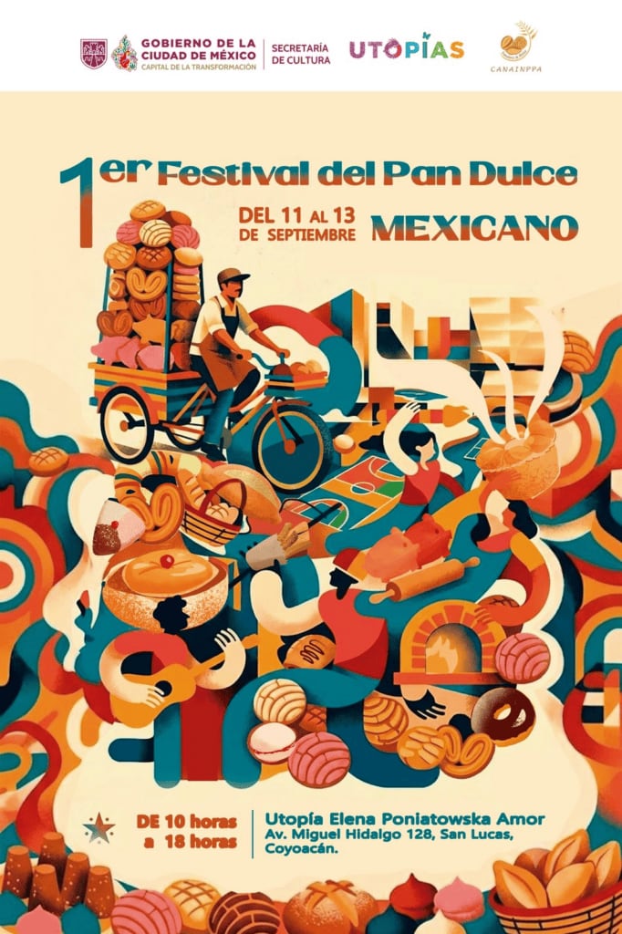 El Gobierno de la Ciudad de México anuncia el primer Festival del Pan Dulce Mexicano, que se celebrará del 11 al 13 de septiembre en la alcaldía Coyoacán. (Festival del Pan/Secretaría de cultura CDMX)