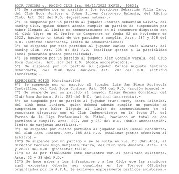 fallo tribunal de la afa boca vs racing