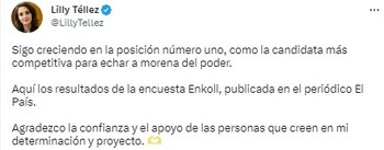 La senadora Lilly Téllez presumió