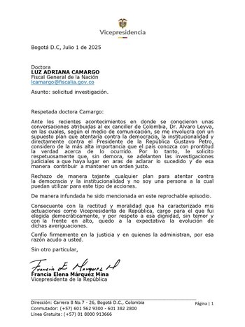 Carta de Francia Márquez a