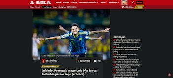 El diario portugués reseñó la gran actuación de Luis Díaz en el segundo gol del cuadro "Cafetero"-crédito A Bola