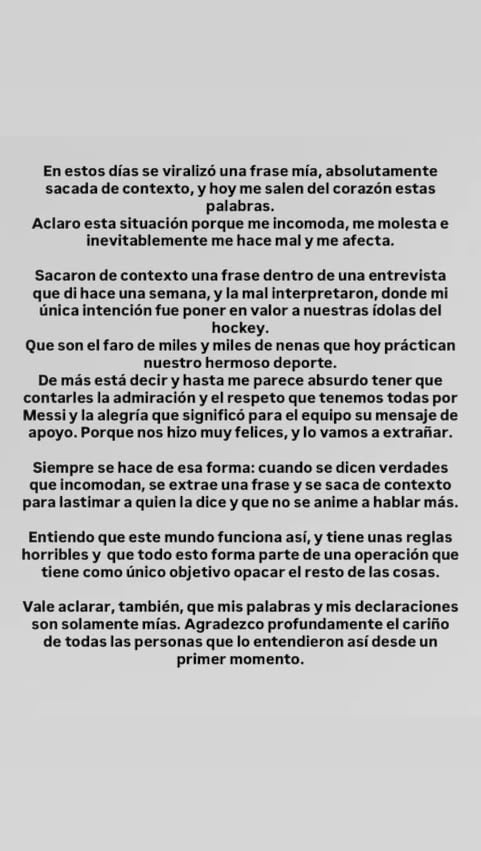 El descargo de Vicky Granatto tras sus dichos sobre Messi por el Mundial de Las Leonas