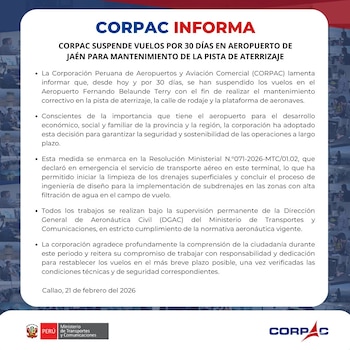Comunicado de Corpac.