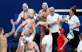 El equipo de España celebra