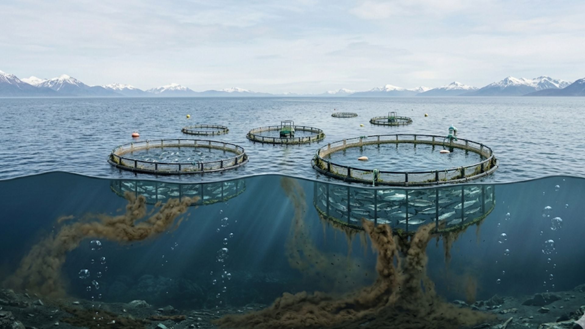 Las granjas de salmón en Noruega liberan cada año residuos equivalentes a las aguas residuales de un país como Australia, alertando sobre su enorme impacto ambiental (Imagen Ilustrativa Infobae)