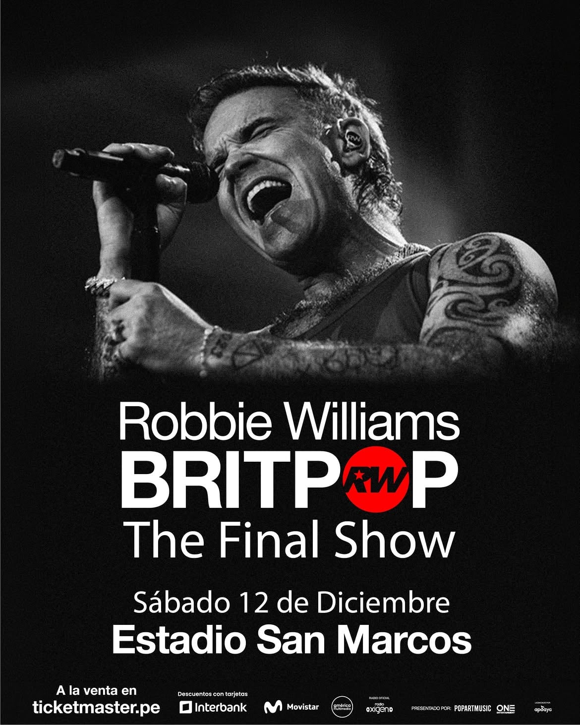 Robbie Williams dará un nuevo concierto en Lima el sábado 12 de diciembre de 2026 en el Estadio San Marcos