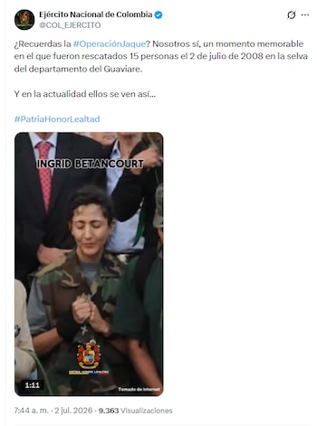 El ejército rememoró la operación en sus redes sociales - crédito @COL_EJERCITO/X