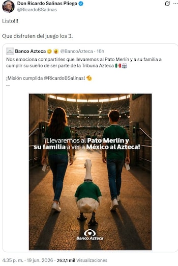 Ricardo Salinas anunció que invitó a Merlín y a sus dueños al juego ante Chequia.