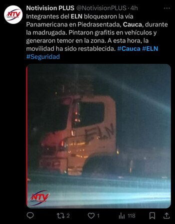 La guerrilla del ELN realizó