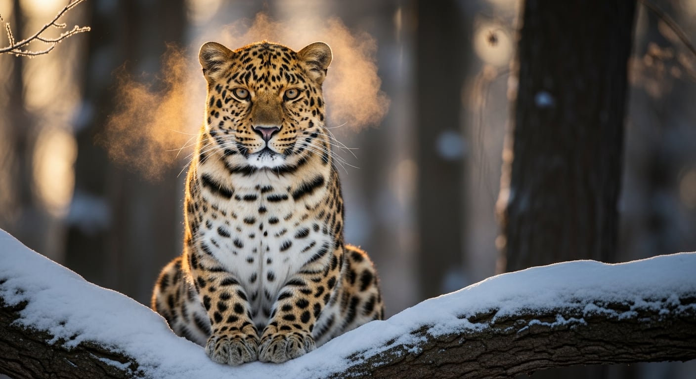 Ejemplar adulto en la nieve: El raro felino asiático se adapta al invierno con un pelaje grueso y pálido. (Imagen Ilustrativa Infobae)