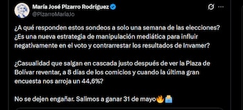 María José Pizarro - crédito @PizarroMariaJo/X
