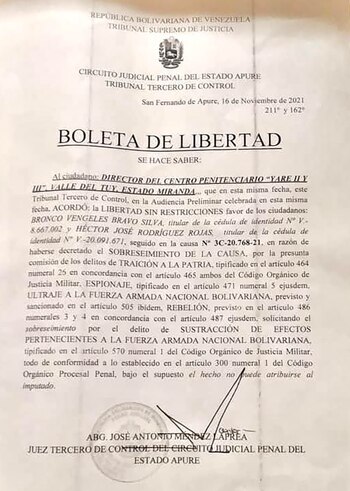 La boleta de libertad de