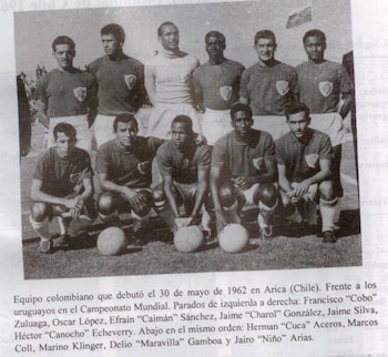 Selección Colombia que disputó el partido contra Uruguay en la Copa Mundial de la FIFA Chile 1962 - crédito Federación Colombiana de Fútbol