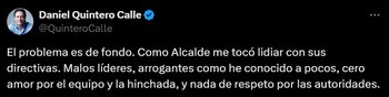 Daniel Quintero arremetió contra los