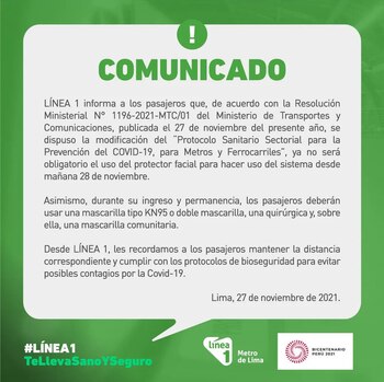 Comunicado de la Línea 1