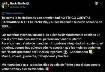 Comunicado de Rocío Nahle.