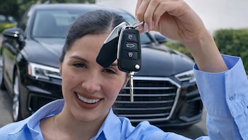 Una mujer sonriente muestra las