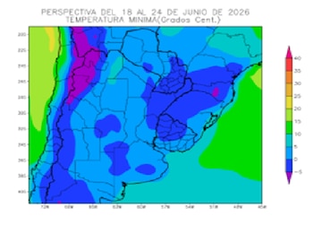 Mapa de ingreso de aire polar en las zonas agrícolas argentinas