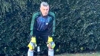 Sergio Goycochea, recreando el penal atajado en italia 90