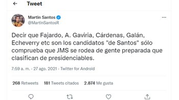 Martín Santos respalda candidatura de Alejandro Gaviria y responde a quienes dicen que es el candidato de su papá