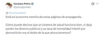 Gustavo Petro respondió a Médicos