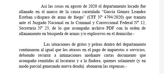 Tiros en la casa: la demanda contra García Gómez de 2022