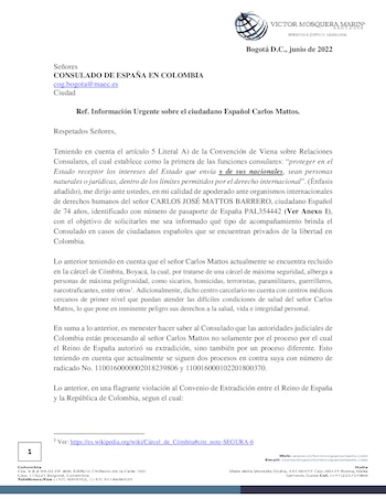Solicitud Mattos a la embajada