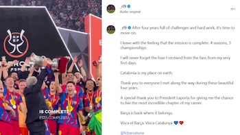 El delantero agradeció a la afición culé todo el apoyo que le dieron durante su estancia en el grande de España.