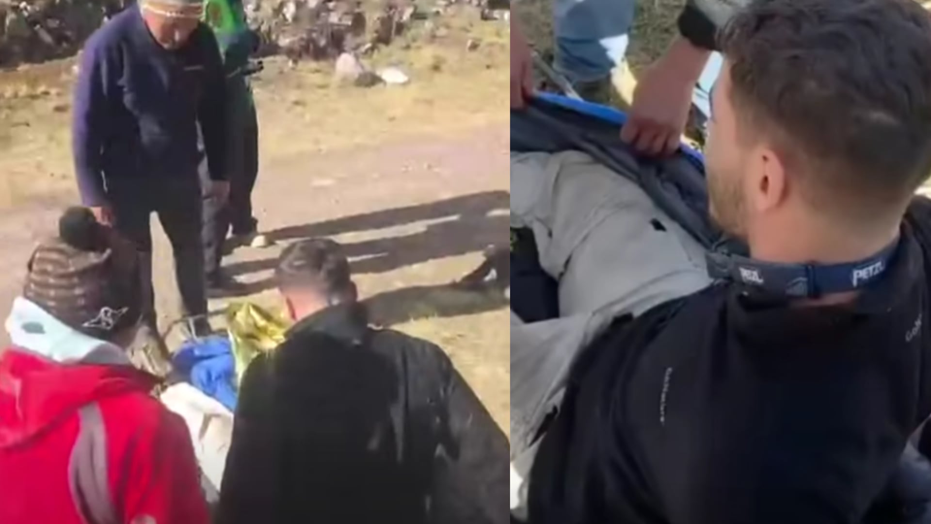 Un ciudadano israelí de 25 años sufrió una grave caída durante el recorrido entre Ausangate y Vinicunca. Composición: Infobae