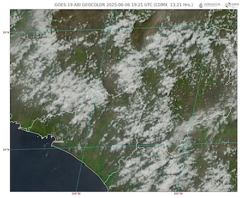 Imágen 2:GOES-16 ABI, GEOCOLOR 13:21 h (hora local).