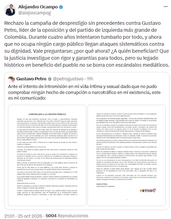Alejandro Ocampo pidió garantías para todas las partes tras acusaciones contra Gustavo Petro - crédito @alejoocampog/X
