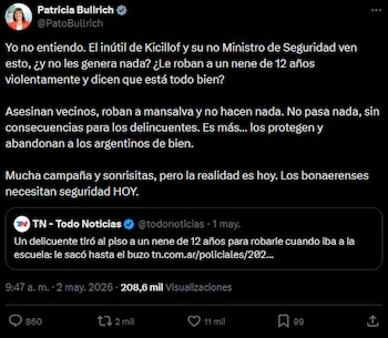 Fuerte cruce entre Patricia Bullrich y Javier Alonso por la inseguridad