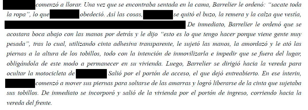 Fragmento del expediente contra Barrelier por el hecho del año pasado