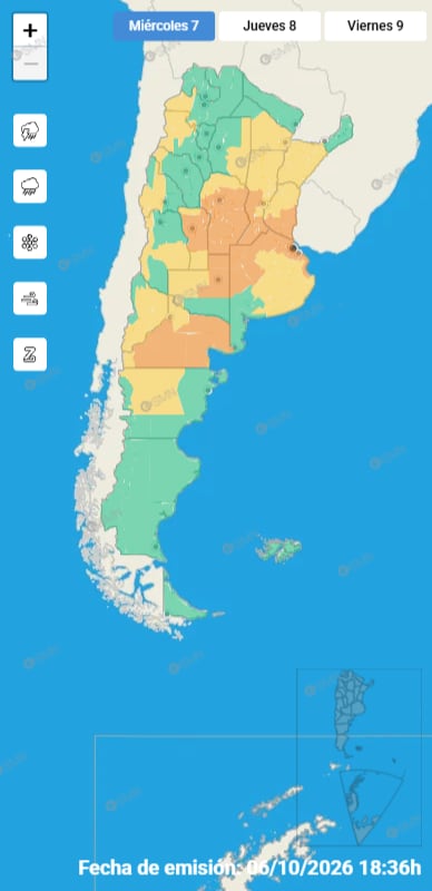 El SMN emitió alertas naranjas y amarillas por tormentas y lluvias en varias provincias