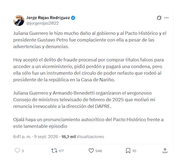 Jorge Rojas, exdirector del Dapre, enfiló baterías contra Gustavo Petro