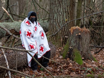 Una persona cubierta con una manta con el símbolo de la Cruz Roja (Europa Press/Jana Cavojska/Archivo)