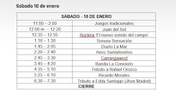 Programación del sábado 10 de
