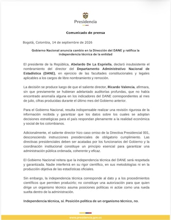 El gobierno anunció la llegada de Juan Manuel Alvarado Nivia a la dirección del Dane - crédtio Presidencia