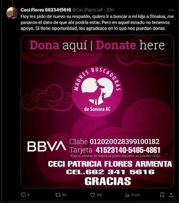 Ceci Flores pidió donativos a