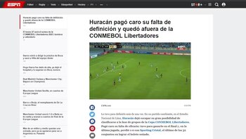 ESPN de Argentina criticó la falta de definición de Huracán.