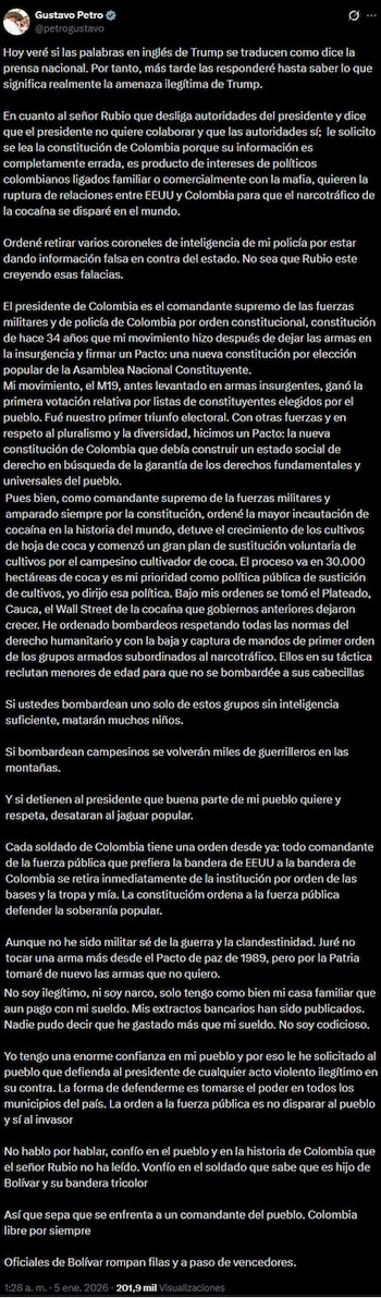 Petro explicó las acciones de