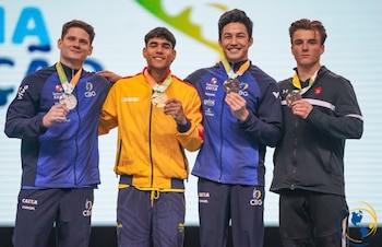 Ángel Barajas ganó el oro en barra fija del Campeonato Panamericano de Gimnasia Artística en Río de Janeiro con 15.233 puntos - crédito @OlimpicoCol/X